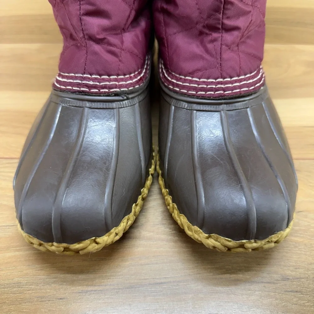 LL Bean Boots Shearling Lined Tall Womens 8 M‎ Quilted Burgundy